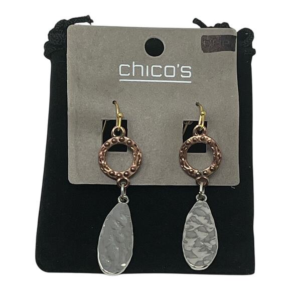 NEW Chico’s Mixed Metal Drop Earrings - Picture 1 of 3